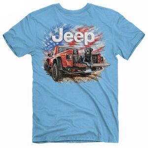 NWT Jeep Light Blue T-Shirt with Red Gladiator Small